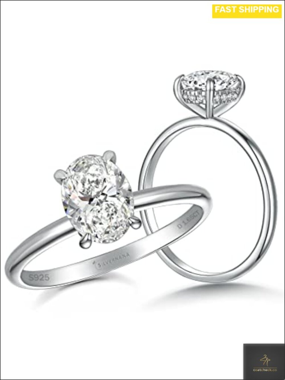 1.5CT Oval Moissanite Solitaire Engagement Ring Sterling Silver